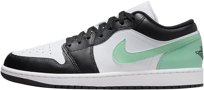 Men's Jordan 1 Low White/black-green Glow (553558 131) Sneakers - Premium Brand Shoes for Men and Women