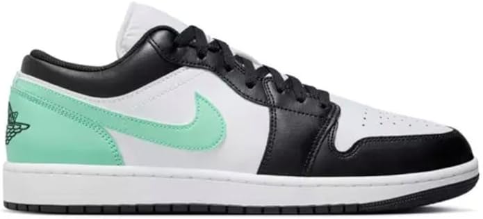Men's Jordan 1 Low White/black-green Glow (553558 131) Sneakers - Premium Brand Shoes for Men and Women