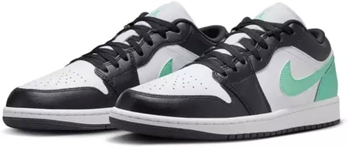 Men's Jordan 1 Low White/black-green Glow (553558 131) Sneakers - Premium Brand Shoes for Men and Women