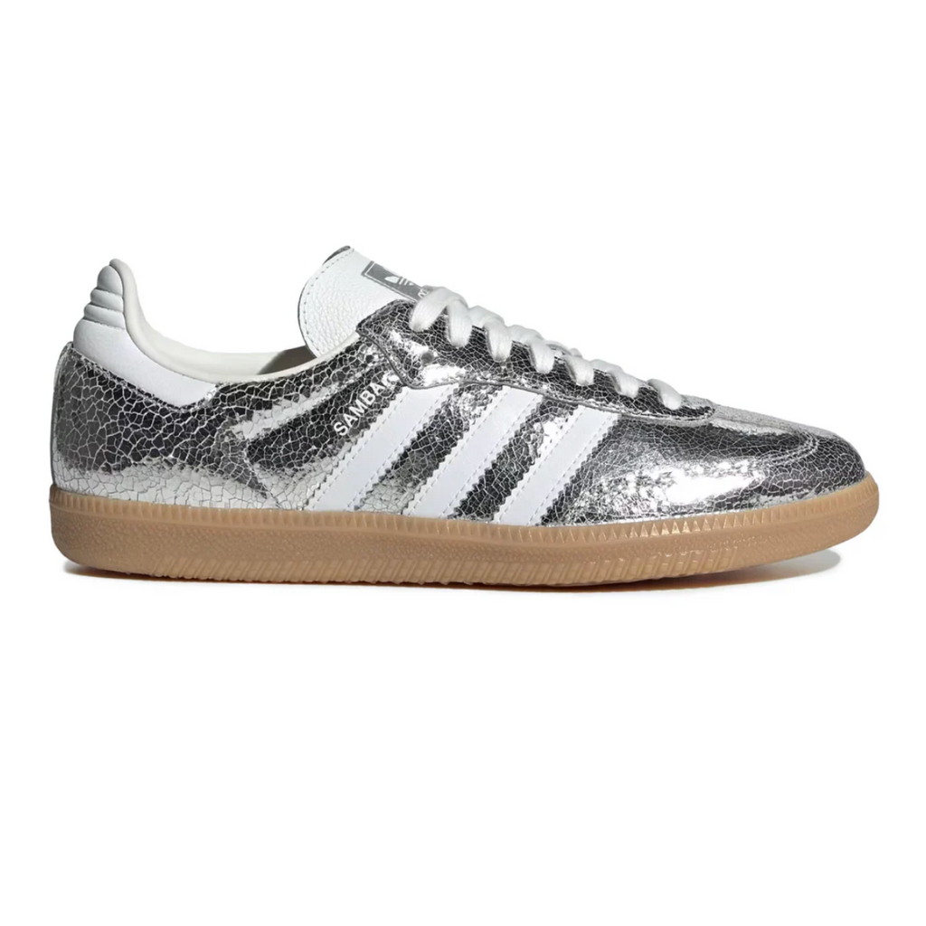 adidas Samba OG Silver Metallic Cracked Leather (Women's)