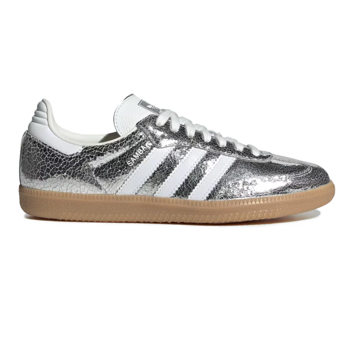 adidas Samba OG Silver Metallic Cracked Leather (Women's)