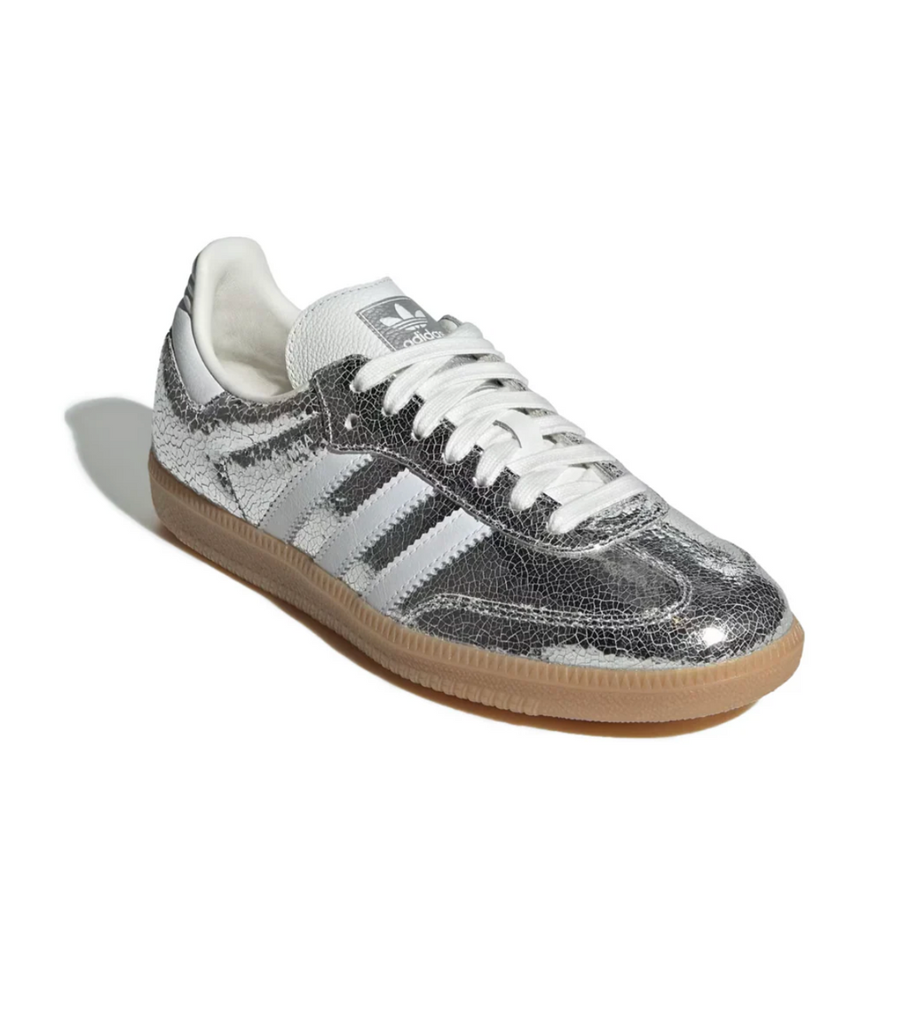 adidas Samba OG Silver Metallic Cracked Leather (Women's)