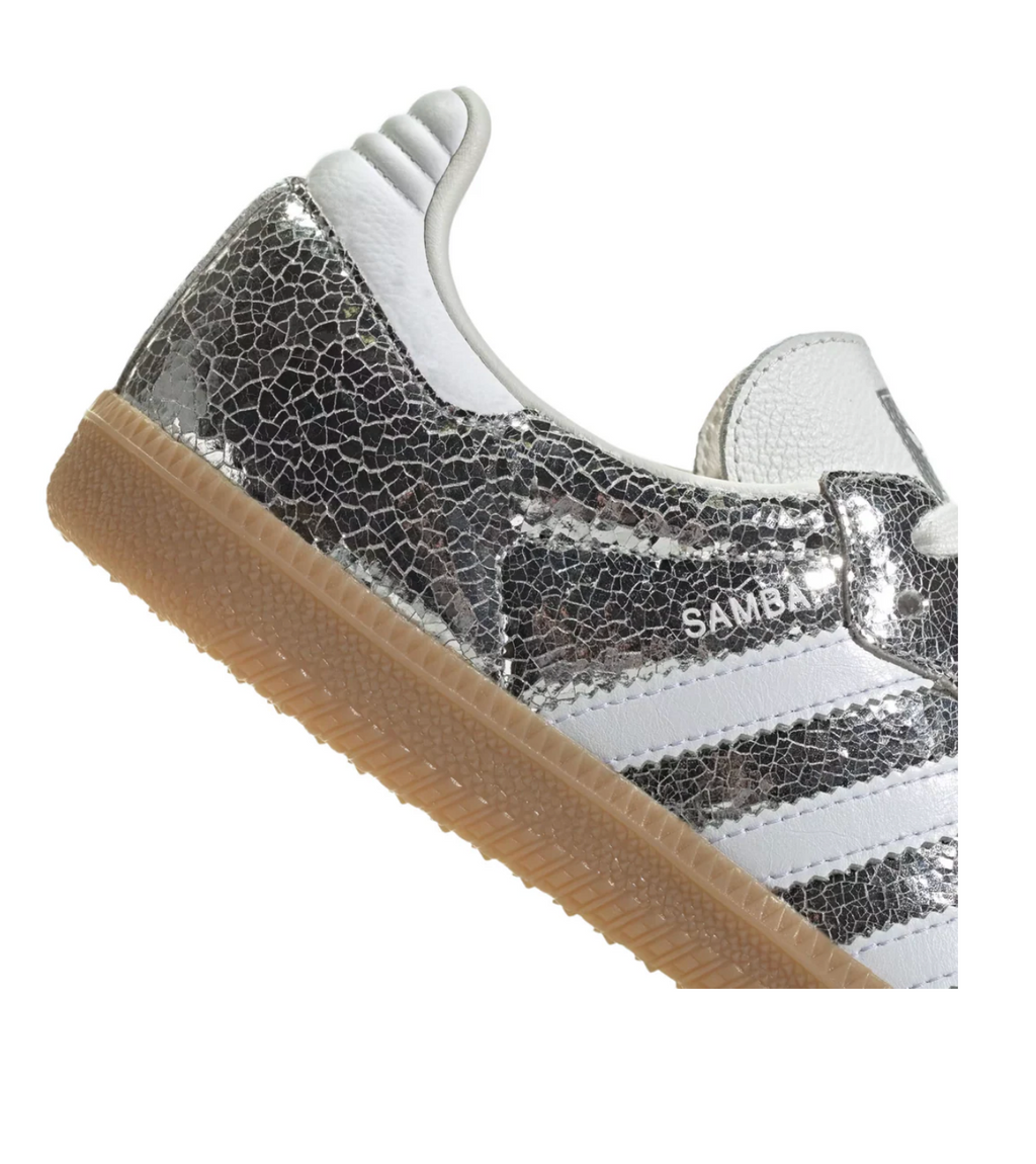 adidas Samba OG Silver Metallic Cracked Leather (Women's)