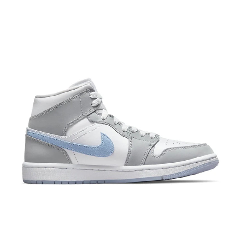Women's Air Jordan 1 Mid White/aluminum-wolf Grey (bq6472 105) Sneakers - Premium Brand Shoes for Men and Women