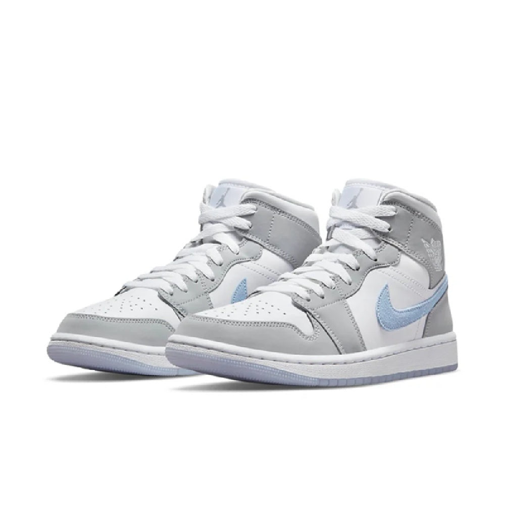 Women's Air Jordan 1 Mid White/aluminum-wolf Grey (bq6472 105) Sneakers - Premium Brand Shoes for Men and Women