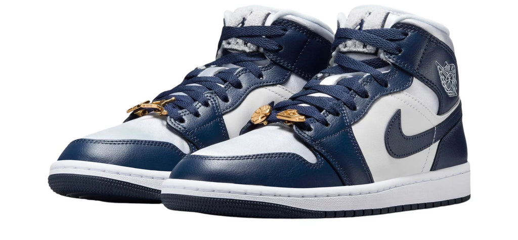 Women's Air Jordan 1 Mid SE Football Grey/midnight Navy (fz8777 044) Sneakers - Premium Brand Shoes for Men and Women