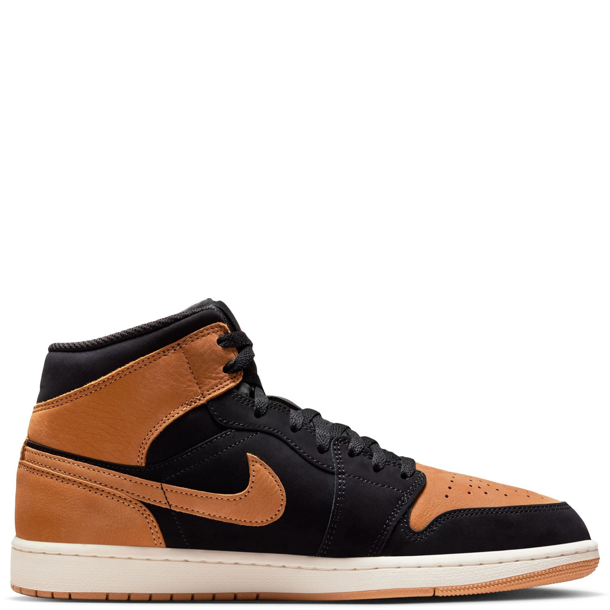 Men's Jordan 1 Mid SE Black/flax-varsity Red-sail (hv4091 002) Sneakers - Premium Brand Shoes for Men and Women