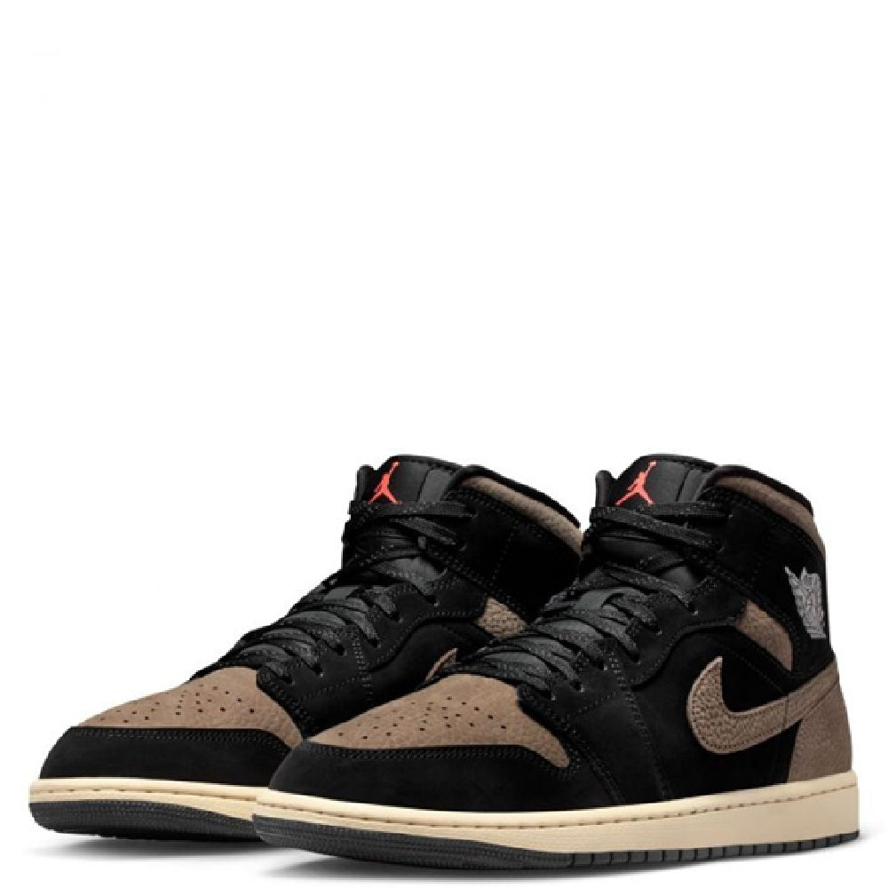 Men's Jordan 1 Mid SE Black/olive Grey-lt Wild Mango (ib7110 002) Sneakers - Premium Brand Shoes for Men and Women