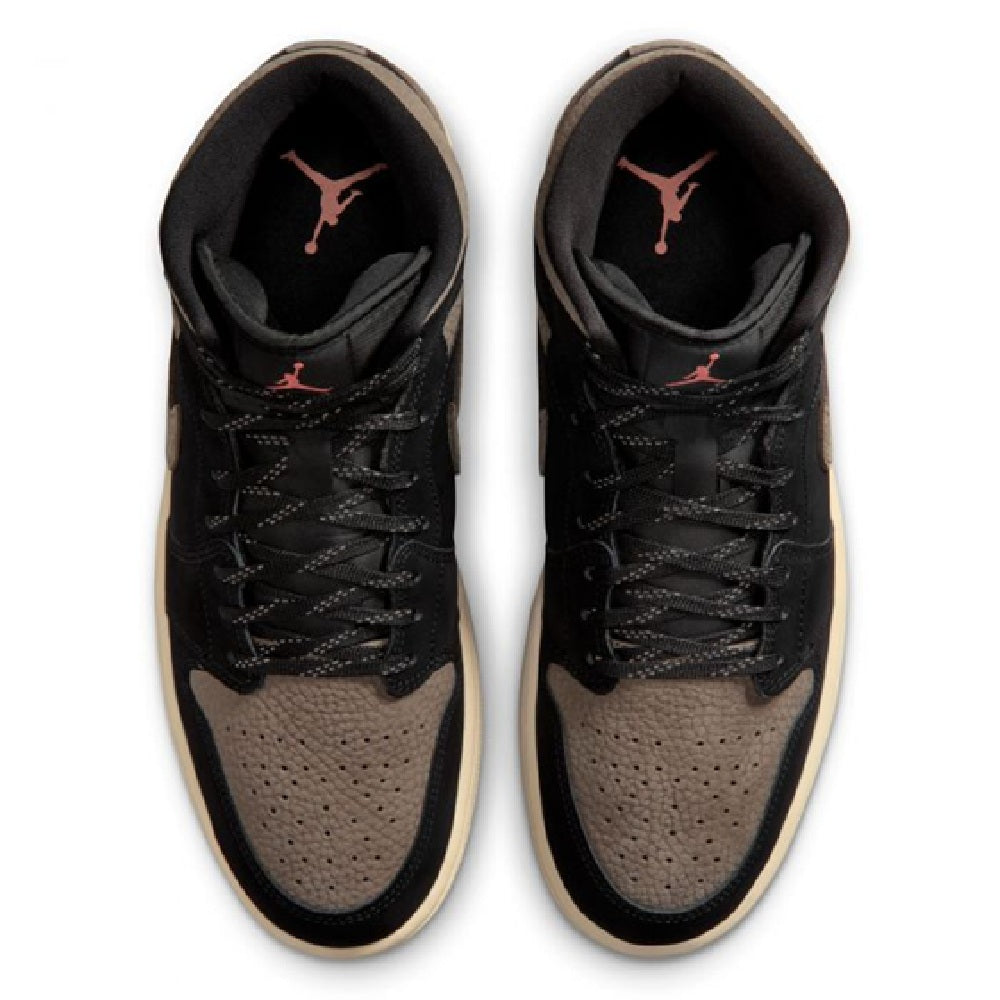 Men's Jordan 1 Mid SE Black/olive Grey-lt Wild Mango (ib7110 002) Sneakers - Premium Brand Shoes for Men and Women